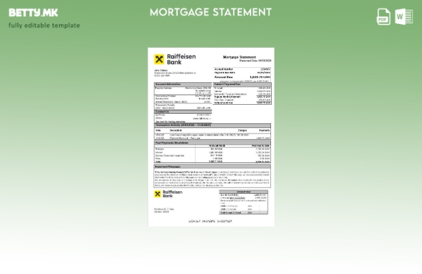 модерен стил Украинска изјава за хипотека на Рајфајзен банка во шаблон за формат